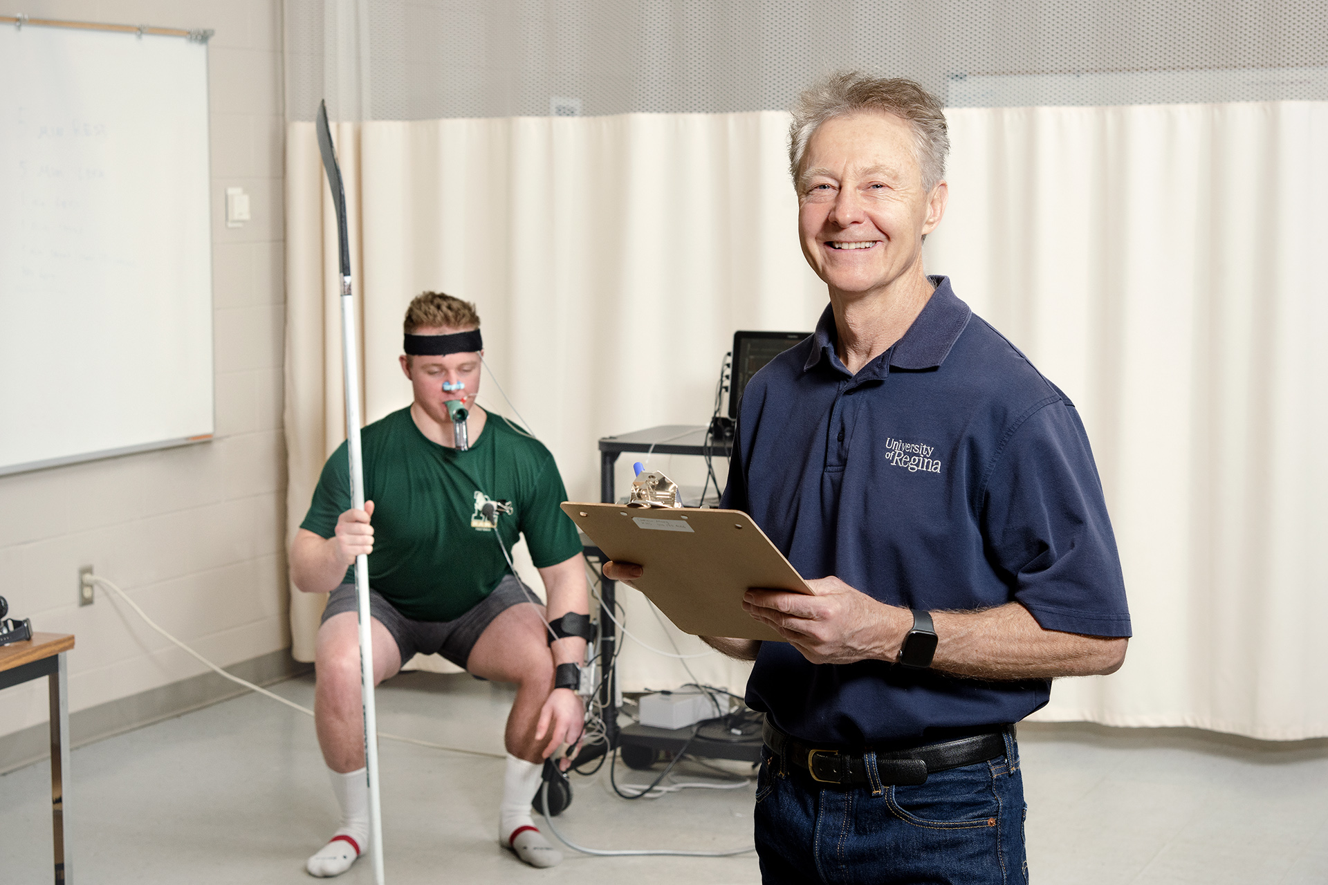 Dr. Patrick Neary in his University of Regina lab conducing concussion research. Neary has been working in the area of concussion prevention and treatment for more than 15 years. (Photo by Trevor Hopkin)