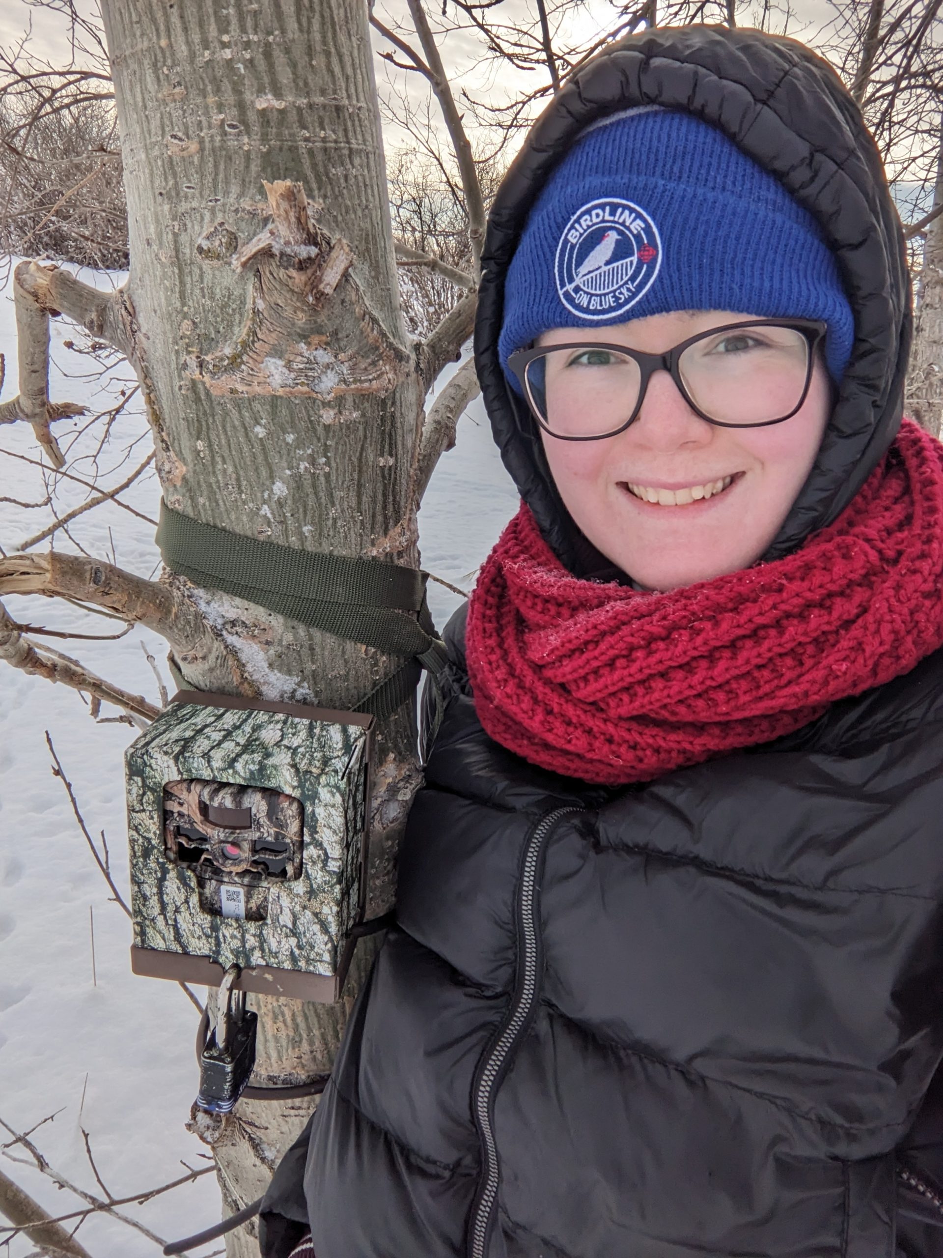 PXL_20230111_172611146 Jordan Rustad, a graduate biology student, setting up a trail camera for her master's urban wildlife project. (Photo courtesy of Jordan Rustad)
