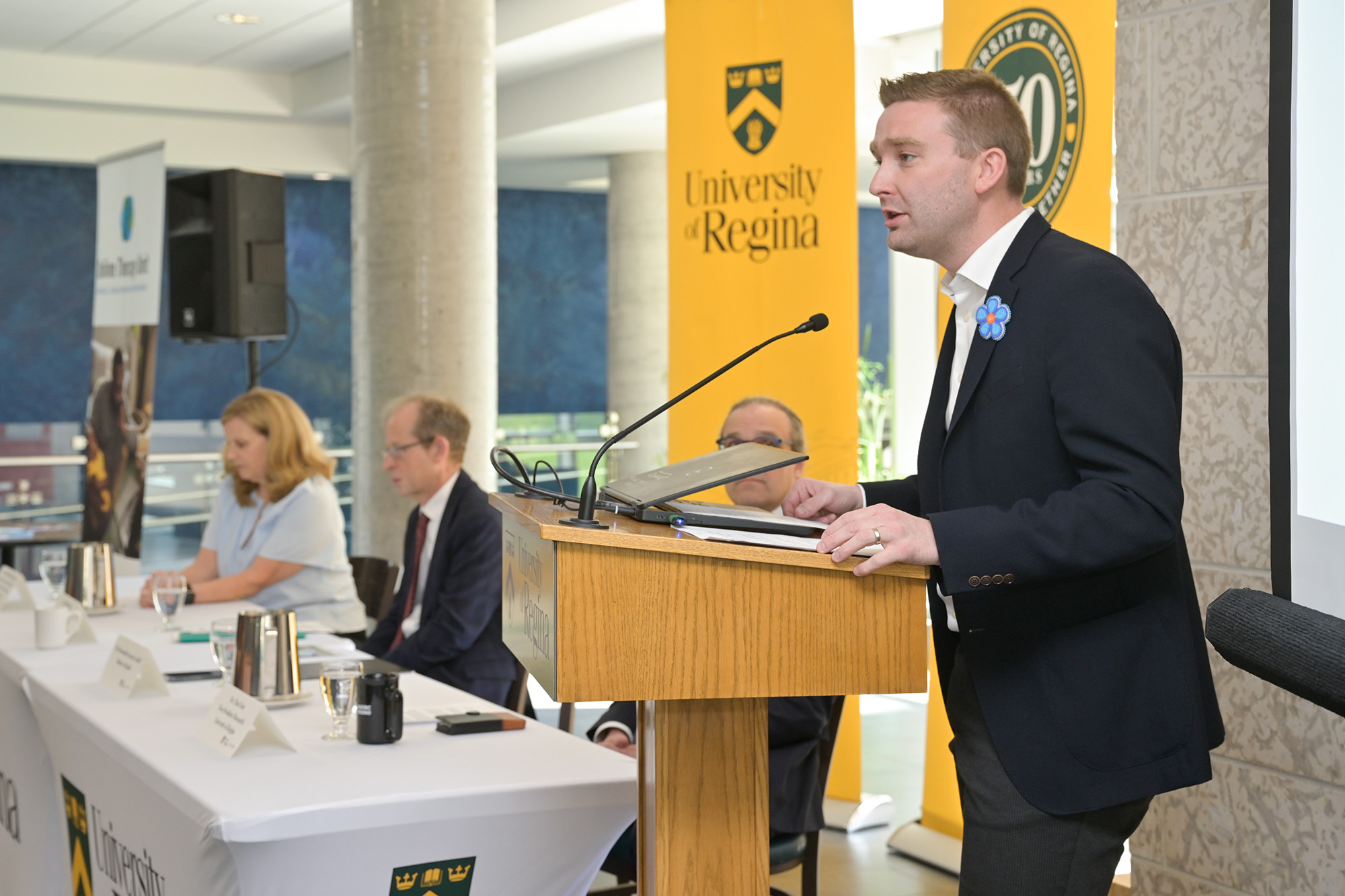 _URE5263 web Health Minister Jeremy Cockrill announcing funding for the Wellbeing Course for the New and Expecting Parents course at the U of R. (Photo by Trevor Hopkin)